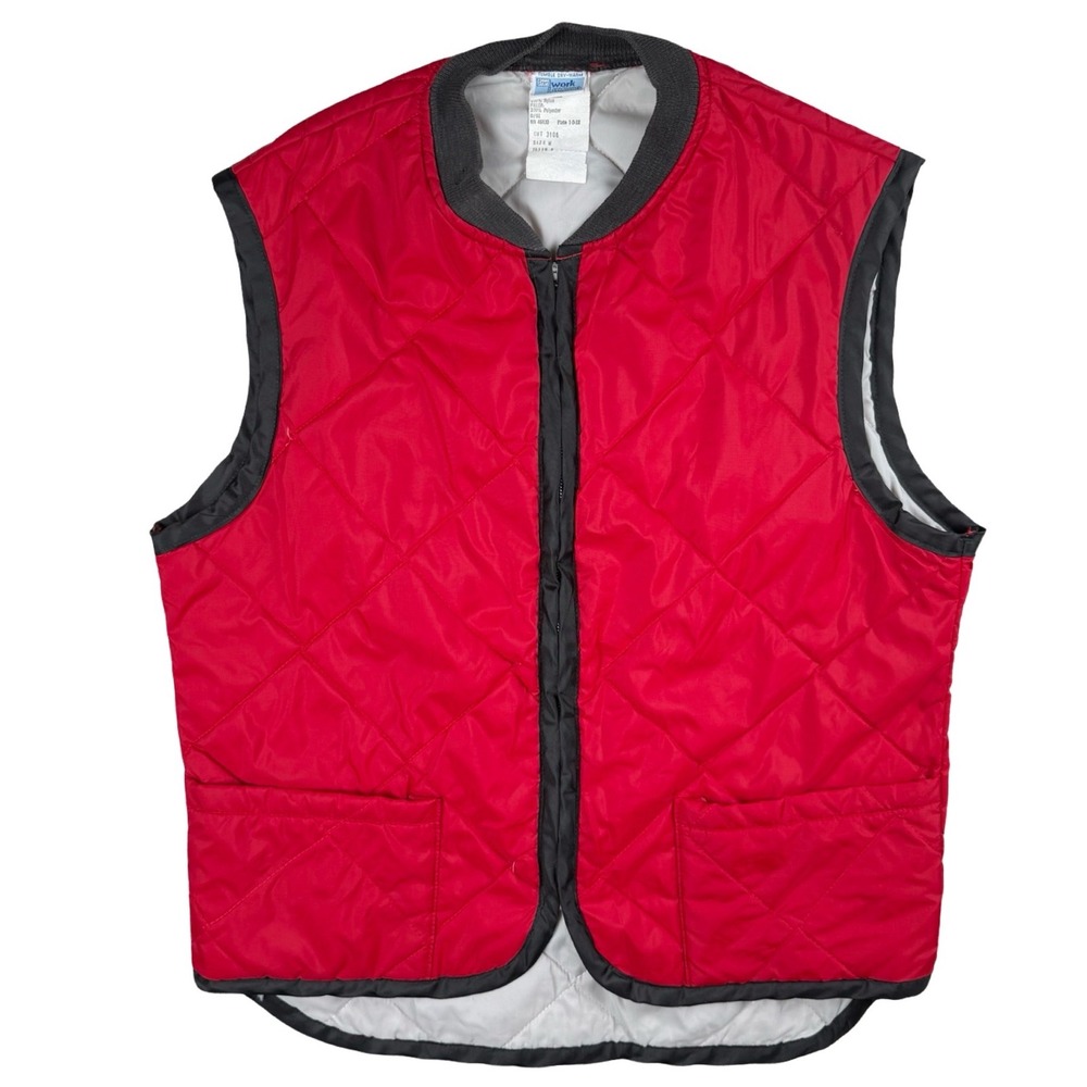 Vintage Sears Work Leisure‎ Quilted Work Vest Red Insulated USA Mens M
